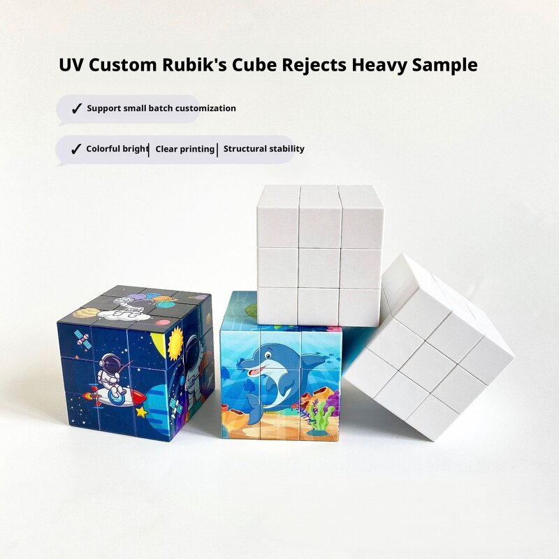 Plastic Cube Toy Manufacturer - UV Customized Seamless Flat 5.7x5.7x5.7 Reusable Advertising Toy