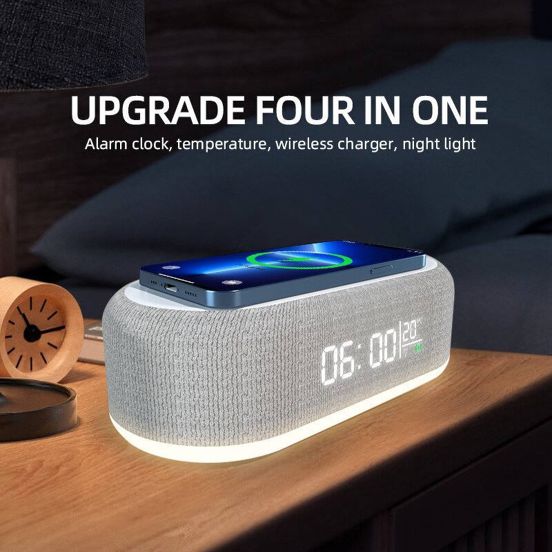 4-In-1 Wireless Charger Manufacturer - Alarm Clock Night Light Music Playback Portable Speaker Charger
