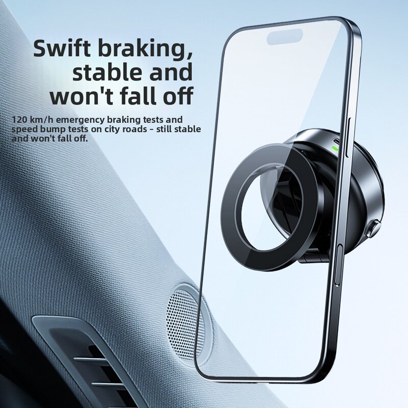 Car Phone Holder Manufacturer - Magnetic Vacuum Adsorption Rotatable Wireless Charging Car Mount