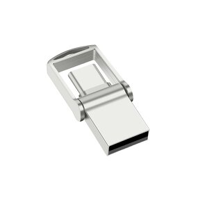 USB Flash Drive Manufacturer - Custom Logo 128GB USB 3.0-C 2-In-1 Swivel Flash Drive with Box