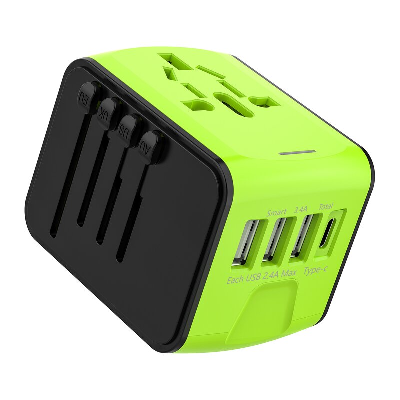 Universal Travel Adapter Manufacturer - 60W QC3.0 Type-C 3 USB Ports UK US AU EU Charger Adapter