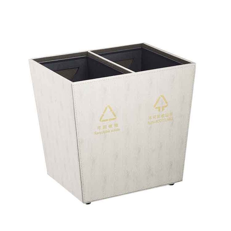 PU Leather Trash Can Manufacturer - Double Layer Coverless Guest Room Hotel Classification Waste Bucket