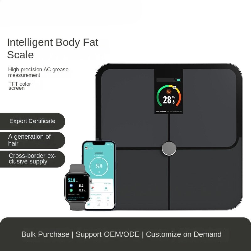 Smart Body Fat Scale Manufacturer - 5-Inch VA Color Screen 200kg Battery Powered Household Bathroom Scale
