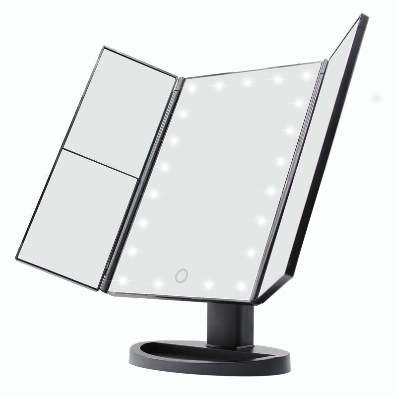 LED Makeup Mirror Manufacturer - Hot Selling Portable Trifold Single-Sided 3-Way Touch Control Vanity Mirror