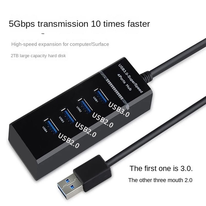 USB Hub Manufacturer - 2.0 3.0 4-Port Multi-Speed Computer USB Splitter Expansion Adapter