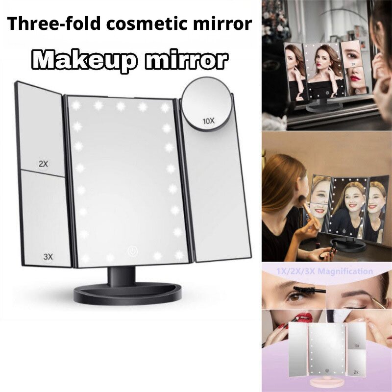 LED Makeup Mirror Manufacturer - Personalized Wedding Three-Sided Foldable Storage Box Dormitory Mirror