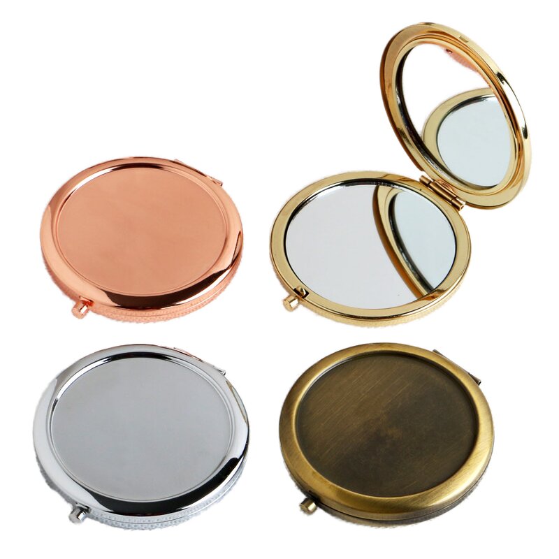 Handheld Makeup Mirror Manufacturer - 70MM Double-Sided Rose Gold Metal Folding Pocket Cosmetic Mirror