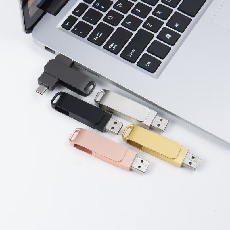 USB Flash Drive Manufacturer - Metal Rotating 256GB USB 3.0-C Mobile Phone Computer Dual-Use Drive