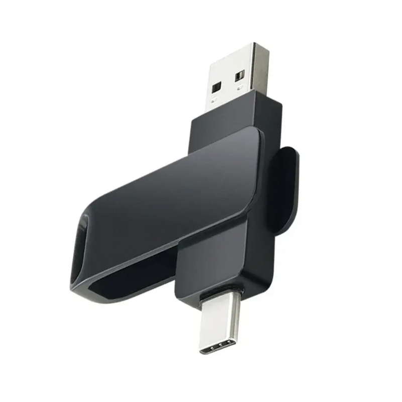 USB Flash Drive Manufacturer - Metal Rotating 16GB USB 2.0-C Mobile Phone Computer Dual-Use Drive