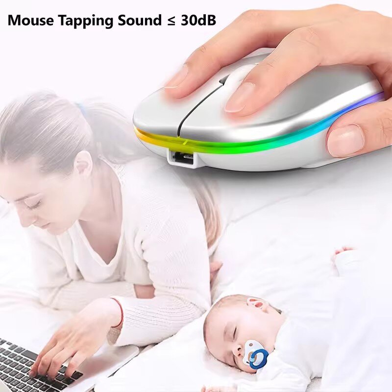 Dual Mode Wireless Mouse Manufacturer - 2.4G BT Silent Colorful Rechargeable Laptop Gaming Mouse