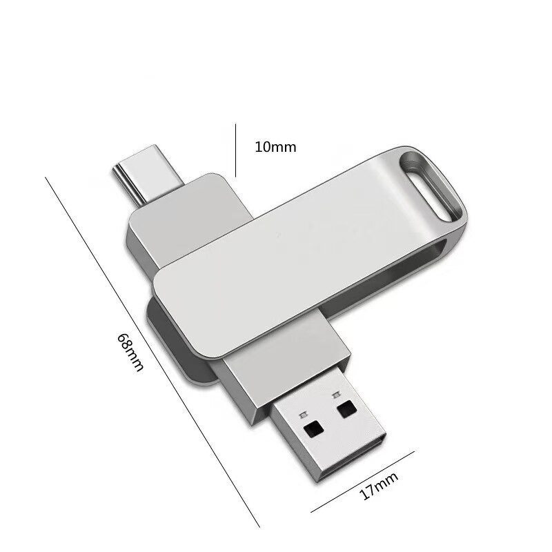 USB Flash Drive Manufacturer - Metal Rotating 256GB USB 3.0-C Mobile Phone Computer Dual-Use Drive
