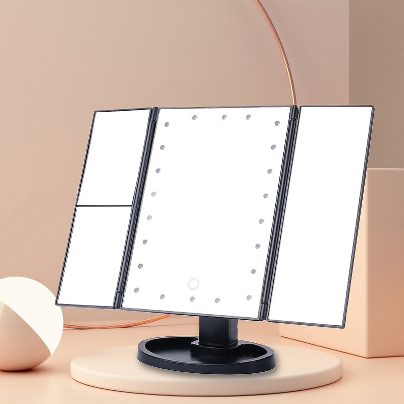 LED Makeup Mirror Manufacturer - Hot Selling Portable Trifold Single-Sided 3-Way Touch Control Vanity Mirror