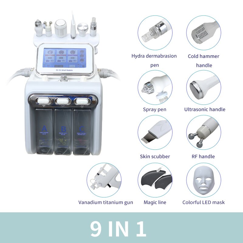 Near NB-01-7 Facial Machine Manufacturer - 9 in 1 Aqua Hydra Peeling Dermabrasion H2o2 Small Bubble Hydro Facial Cleaner