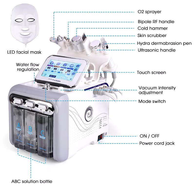 Near NB-01-5 Facial Machine Manufacturer - 8 in 1 Aqua Hydra Peeling Dermabrasion H2o2 Small Bubble Hydro Facial Cleaner