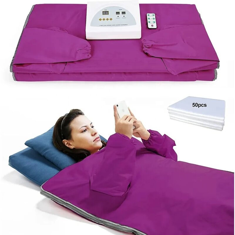 Far Infrared Sauna Blanket Manufacturer - Foldable with Sleeves SPA Pains Release Detox Weight Loss Build Muscle 2 Year