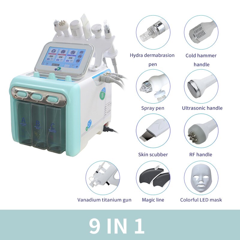 Small Bubble Facial Instrument Manufacturer - Portable 9 in 1 Oxygen Jet Facial Beauty Device