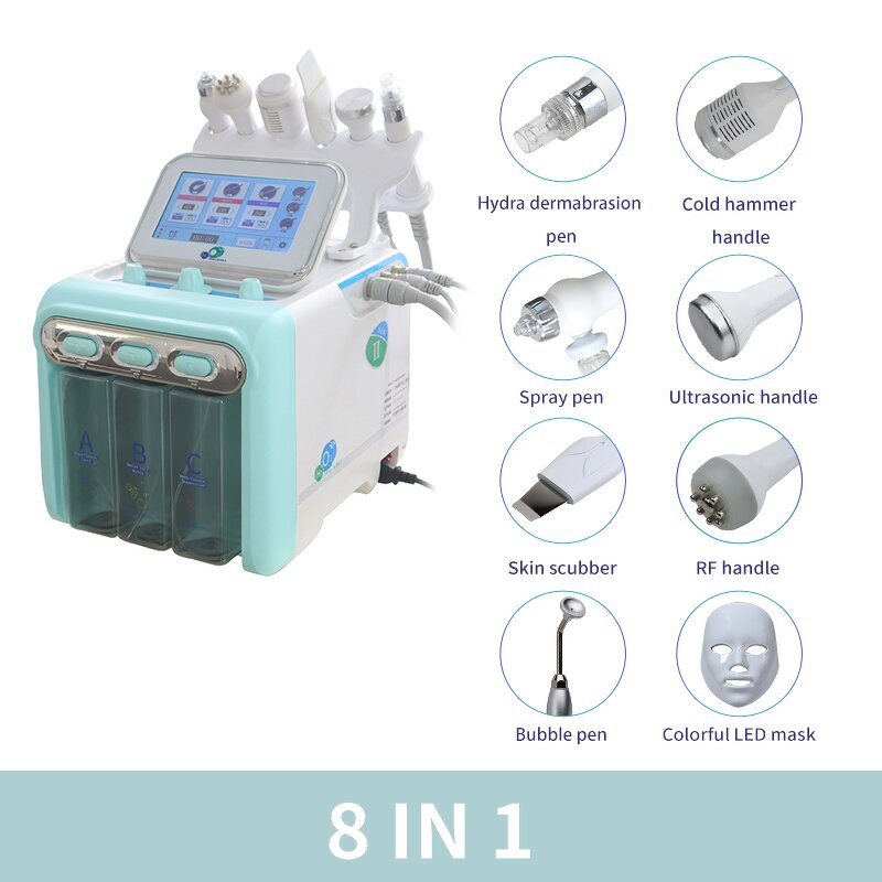 Small Bubble Facial Instrument Manufacturer - Portable 8 in 1 Oxygen Jet Facial Beauty Device