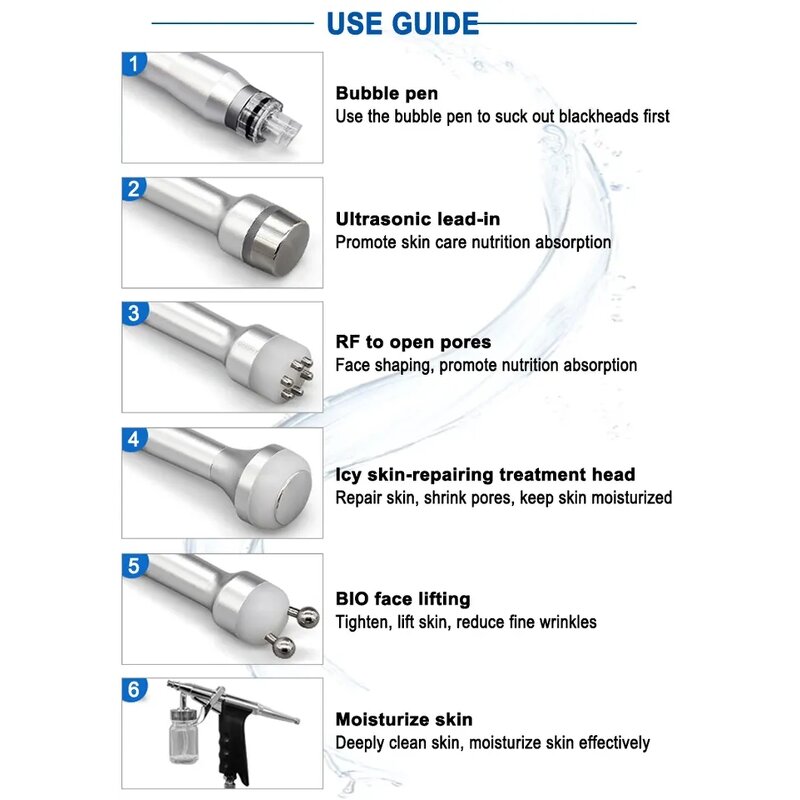 Hydra Dermabrasion Machine Manufacturer - 6 in 1 Small Bubble Vertical Oxygen Facial Rejuvenation 6 Heads Sink Peel