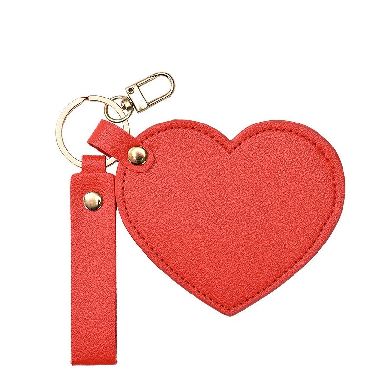 Cosmetic Mirror Manufacturer - Customize Logo Portable Exquisite Leather Heart Shaped