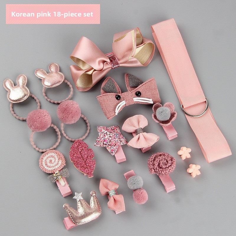 Baby Hair Accessories Set Manufacturer - 18-Piece Non-Damaging Fabric Hairpins Bows