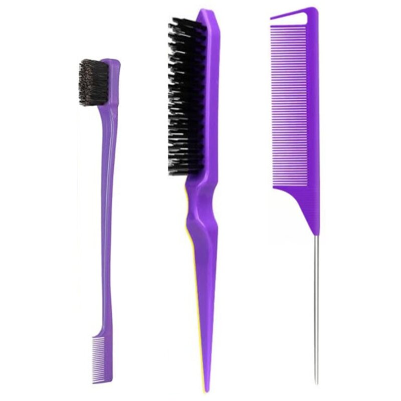 Hair Styling Brush Set Manufacturer - 3pcs Double Sided Tail & Edge Control Brush