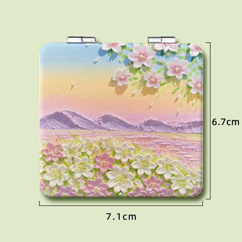 Makeup Mirror Manufacturer - Lovely PU 6.7cm Colorful Double-Sided 1X 2X Magnification