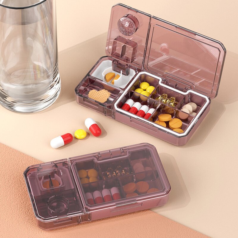 Pill Storage Box Manufacturer - Portable 5 Compartment Medicine Organizer Powder Grinding