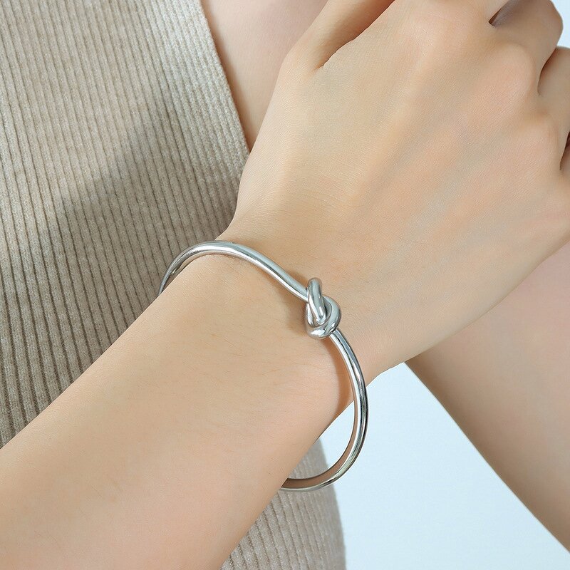 Bracelet Manufacturer - Titanium Steel Elegant Gold Silver Knot Open Feminine Minimalist