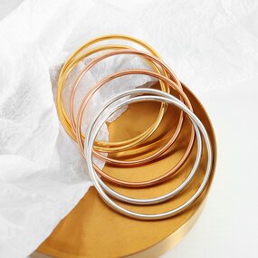 Bracelet Manufacturer - Fashion Minimalist Glossy 18K Gold Plated Titanium Steel Bangle