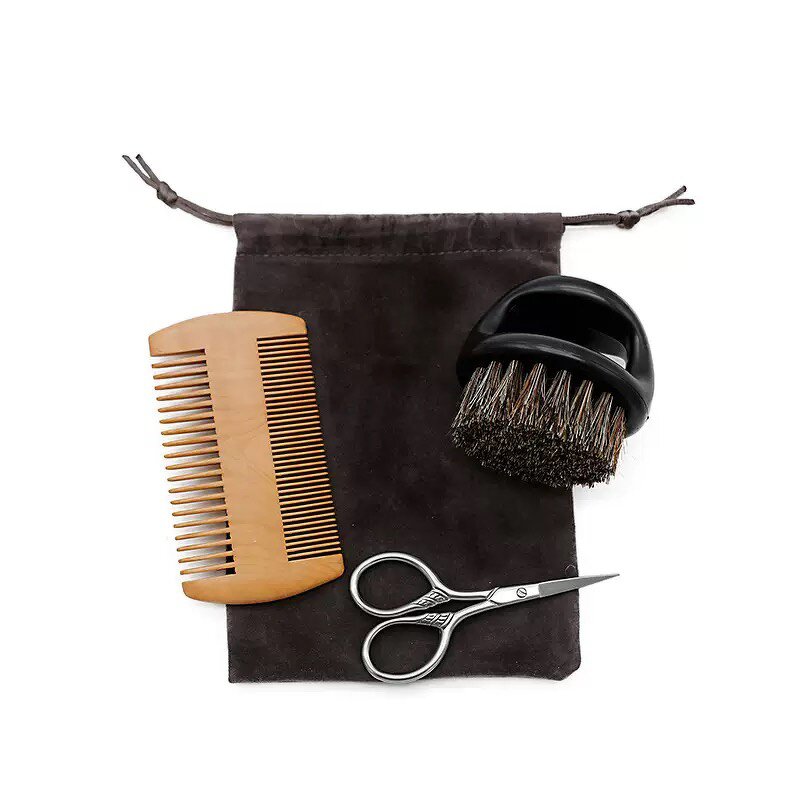 Beard Brushes and Comb Set Manufacturer - Factory Wholesale Boar Bristle with Scissors