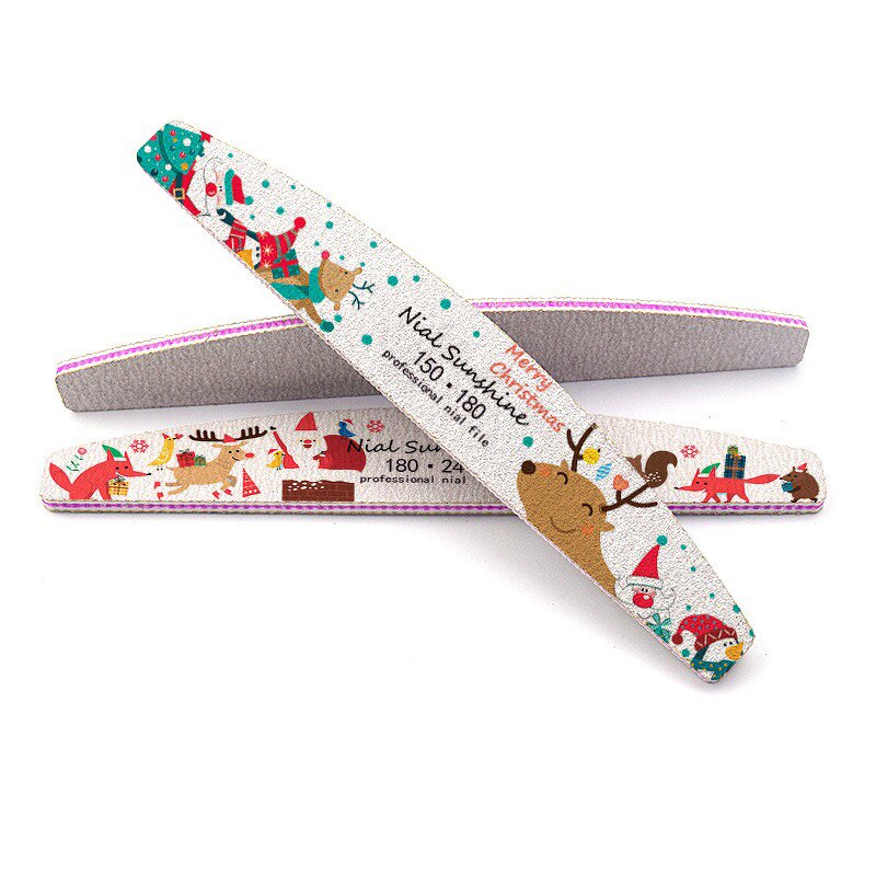 Nail File Manufacturer - Factory Wholesale OEM/ODM Colorful Half Moon Christmas Design