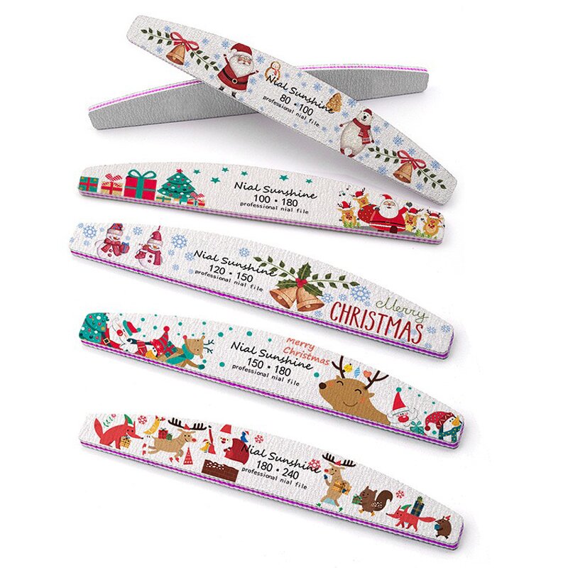 Nail File Manufacturer - Factory Wholesale OEM/ODM Colorful Half Moon Christmas Design