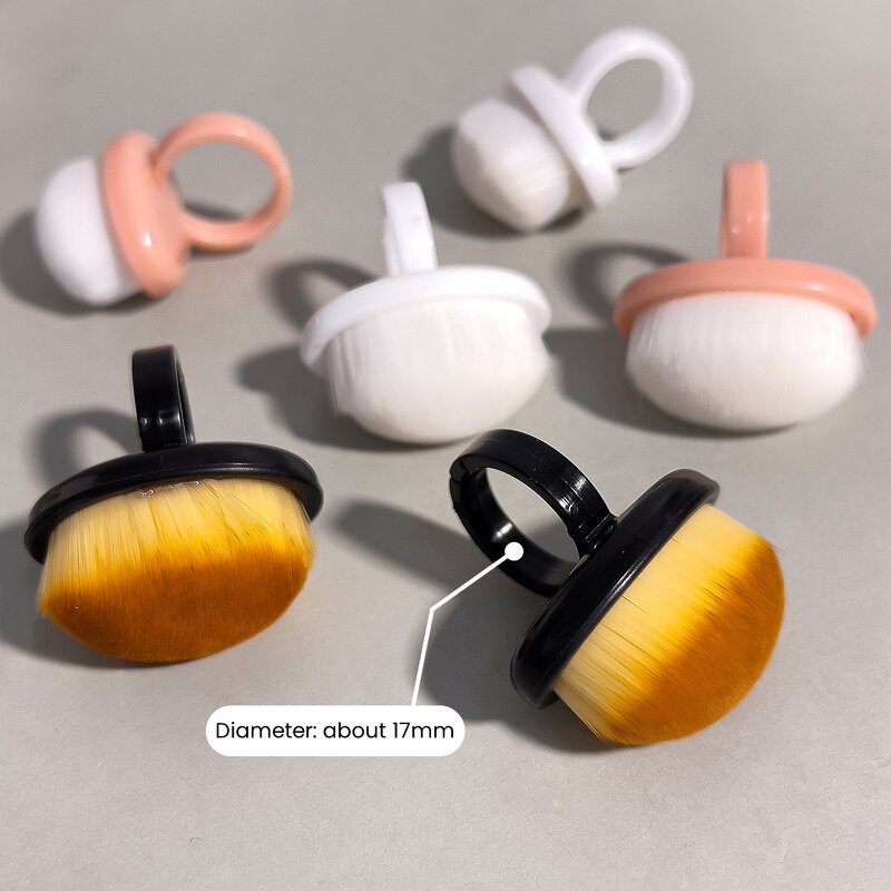 Dust Cleaning Brush Manufacturer - Oval Black & White Ring-Shaped Nylon Manicure Tool