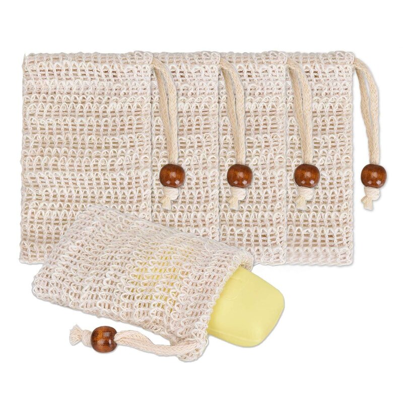 Soap Exfoliating Bag Manufacturer - Natural Sisal Double Layer with Drawstring