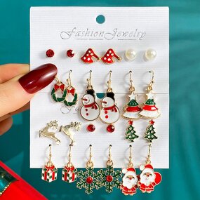 Earrings Manufacturer - Christmas Gift Snowflake Bell Cartoon Elk Santa Claus Wholesale