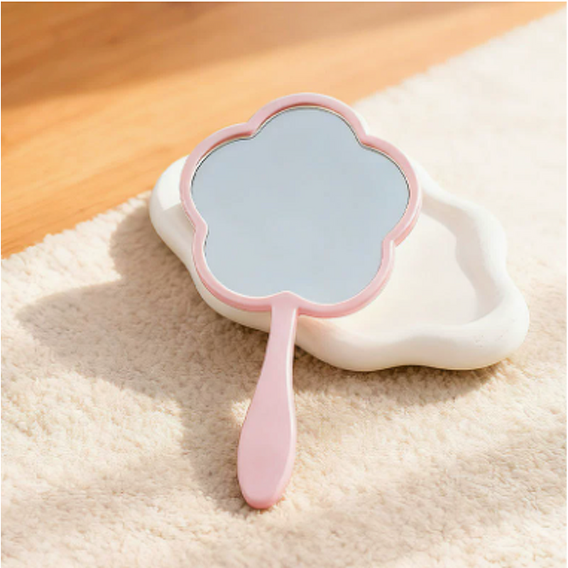Makeup Mirror Manufacturer - New Arrival Customize Logo Flower Single Side Handheld
