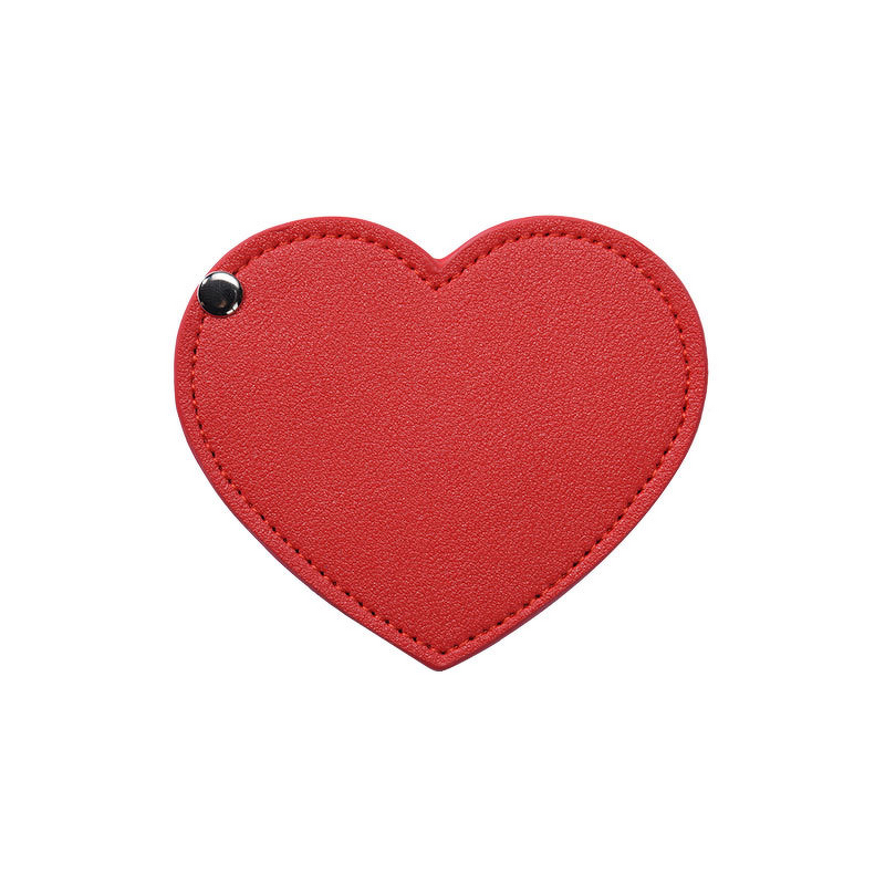 Cosmetic Mirror Manufacturer - Portable High-End Leather Love Heart-Shaped Rotating