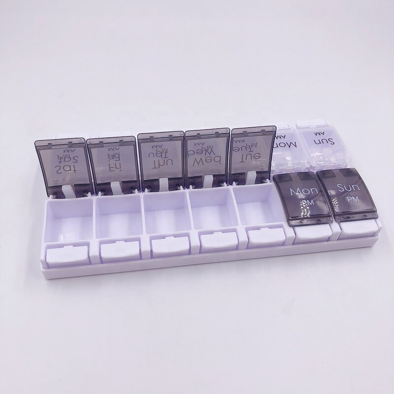Pill Organizer Manufacturer - 7-Day AM/PM BPA Free Easy Open Push Button Weekly