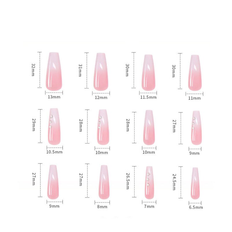 Press on Nails Manufacturer - 24pcs French Pink Long Ballerina Glossy Coffin False