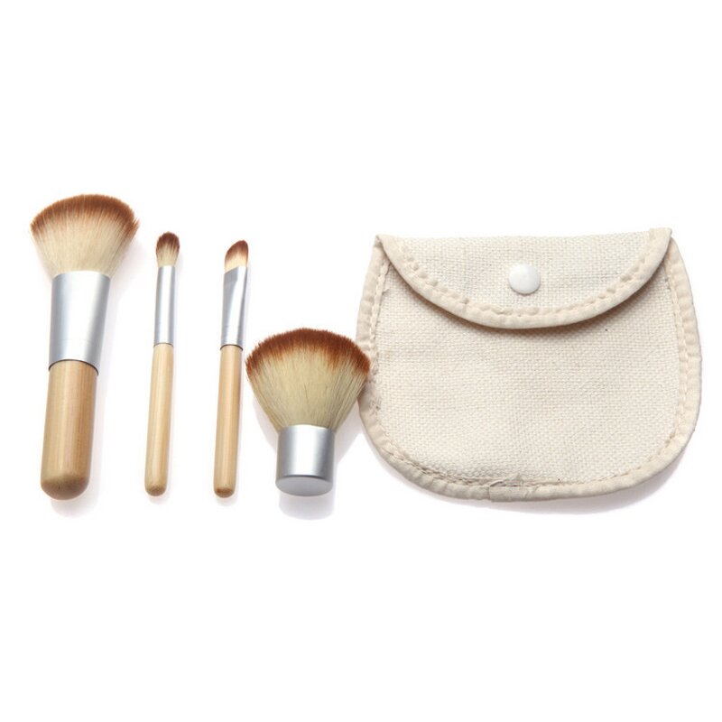 Makeup Brush Set Manufacturer - High Quality 4 Pcs Bamboo Synthetic Professional