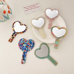 Hand Held Mirror Manufacturer - New Arrival Vanity Heart Acetate Pocket for Girls Gift