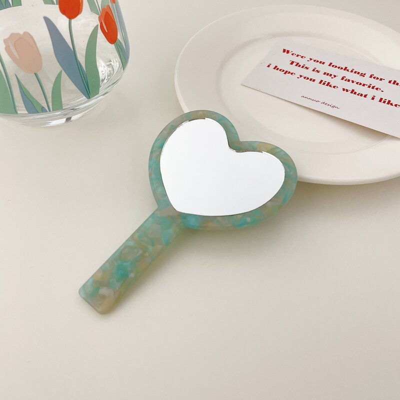Hand Held Mirror Manufacturer - New Arrival Vanity Heart Acetate Pocket for Girls Gift