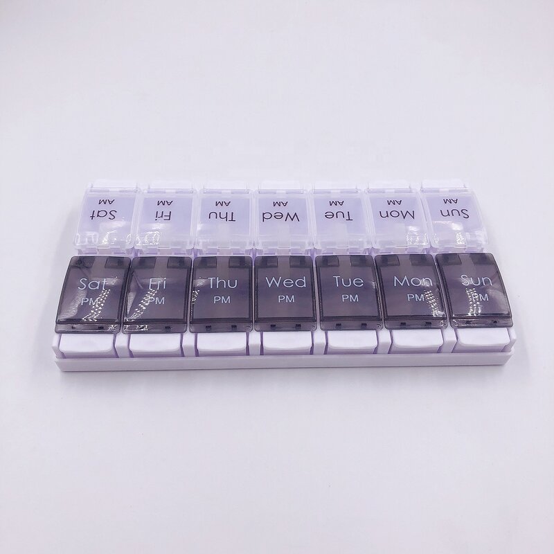Pill Organizer Manufacturer - 7-Day AM/PM BPA Free Easy Open Push Button Weekly