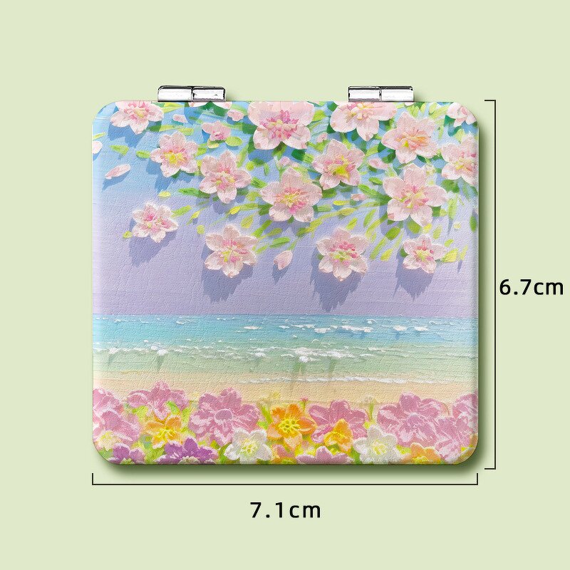 Makeup Mirror Manufacturer - Lovely PU 6.7cm Colorful Double-Sided 1X 2X Magnification