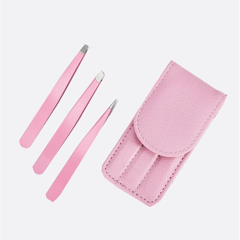 Eyebrow Tweezers Set Manufacturer - Private Label Black Straight Tip Stainless Steel