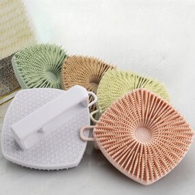 Bath Brush Manufacturer - Silicone Square with Hanging Rope Soft Bristles Custom Logo