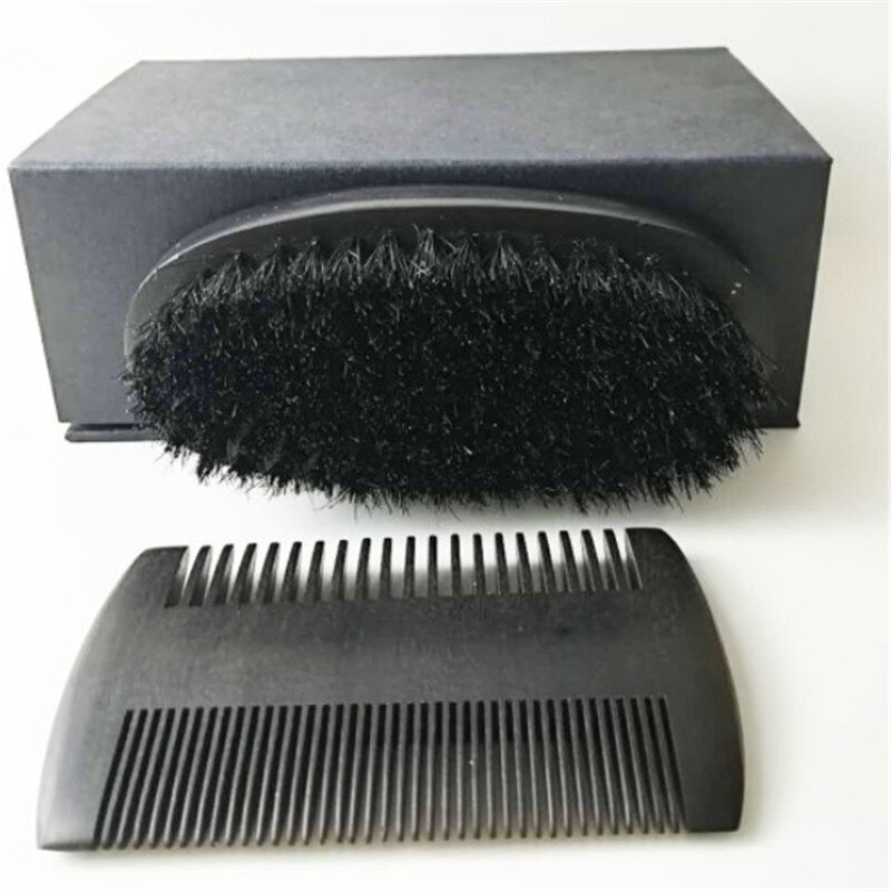 Beard Brush Set Manufacturer - Wholesale Custom Logo Black Boar Bristle Wood