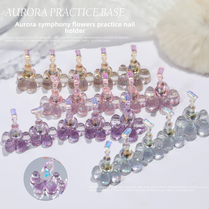 Nail Art Holder Manufacturer - Solid Plastic Aurora Flower New Design Beginner Practice