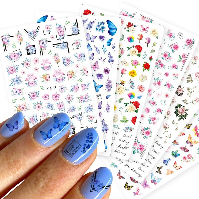 Nail Art Stickers Manufacturer - Wholesale Butterfly Flower Decals Custom Design Self Adhesive