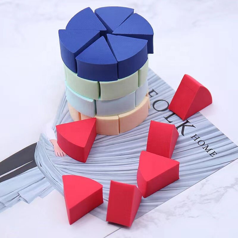 Powder Puff Manufacturer - Fan Shaped Wet Dry Use Facial Triangle Cosmetic